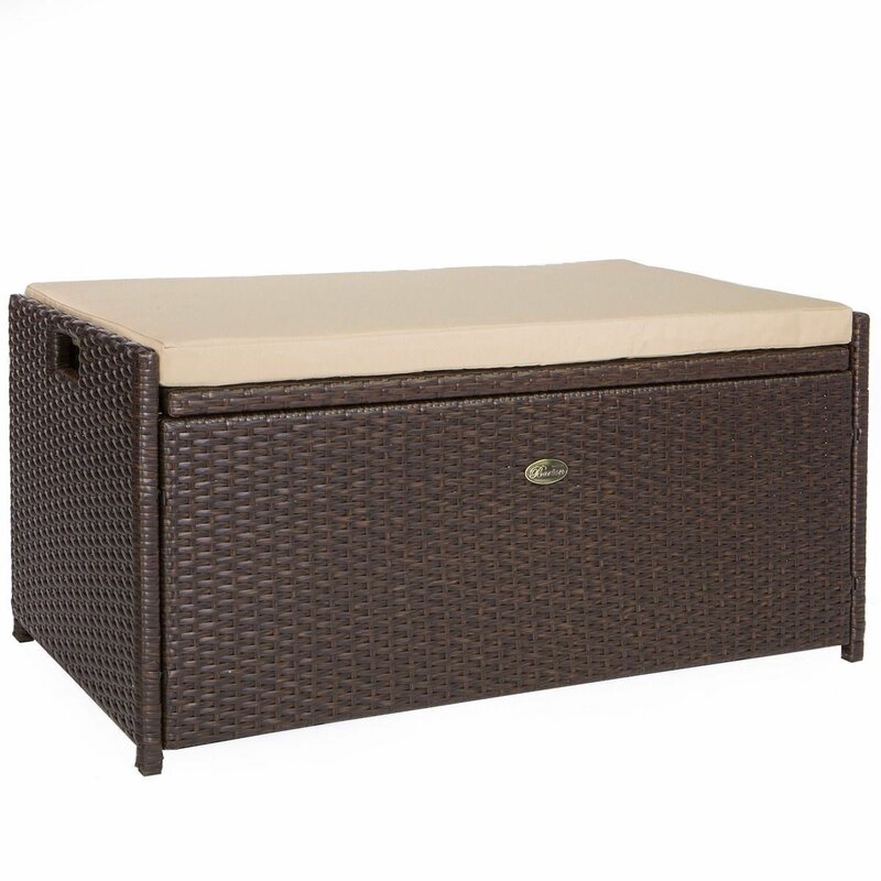 Barton Outdoor 60 Gallon Wicker Storage Bench & Reviews | Wayfair.ca